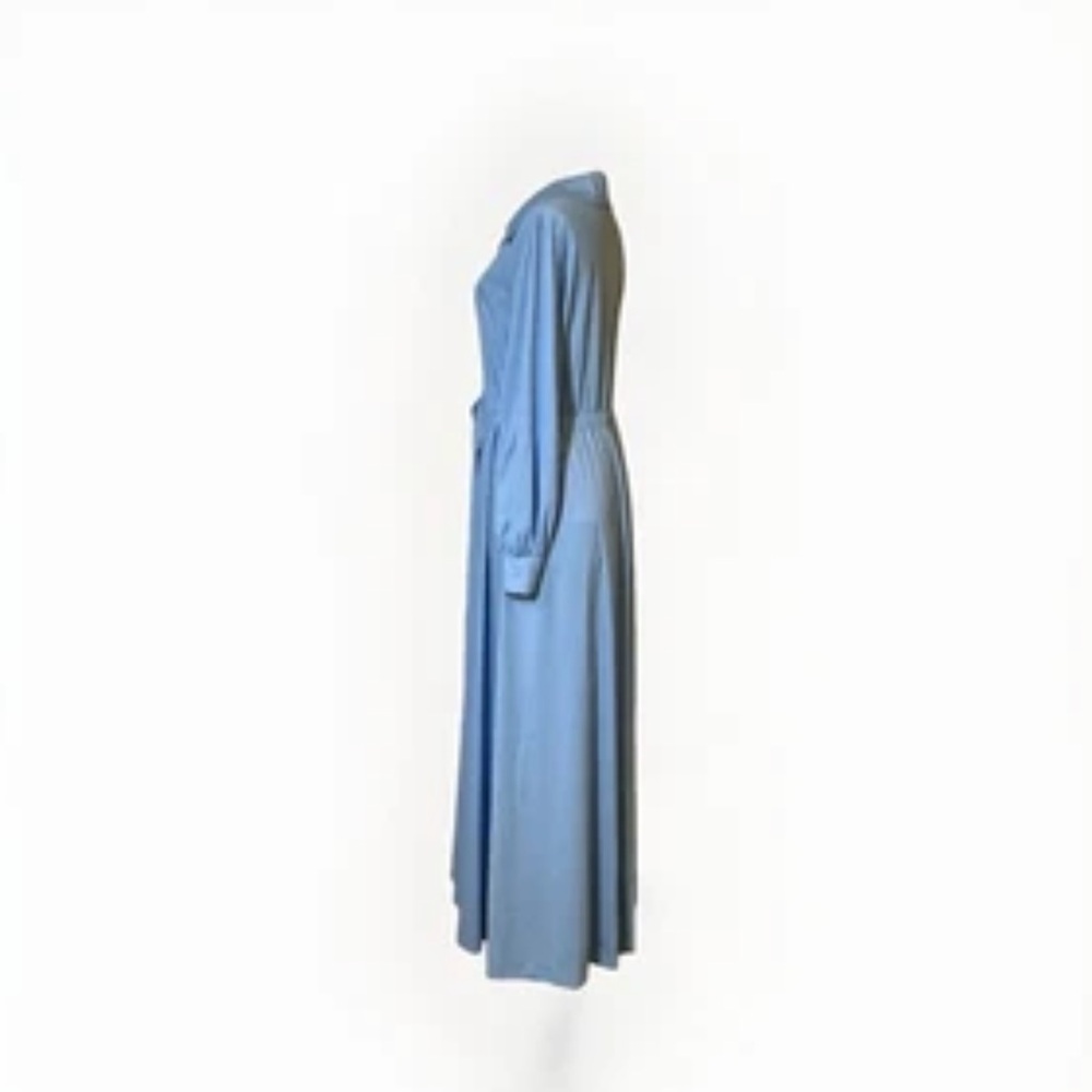 VTG VANITY FAIR LONG Sleeve Night~Dressing Gown Robe Blue SZ S Zipper~Draw Belt - Picture 4 of 6
